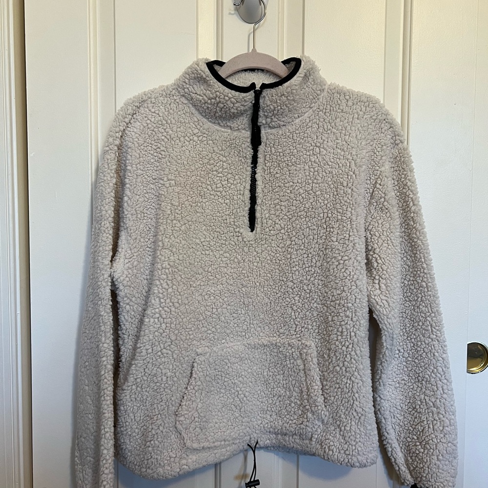 Cozy Cream Sherpa Pullover Sweater - Size XL